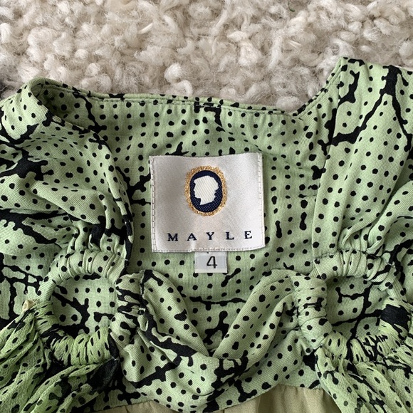 Maison Mayle 100% Silk Sleeveless Belted Green Dress Size 4 - Picture 6 of 9